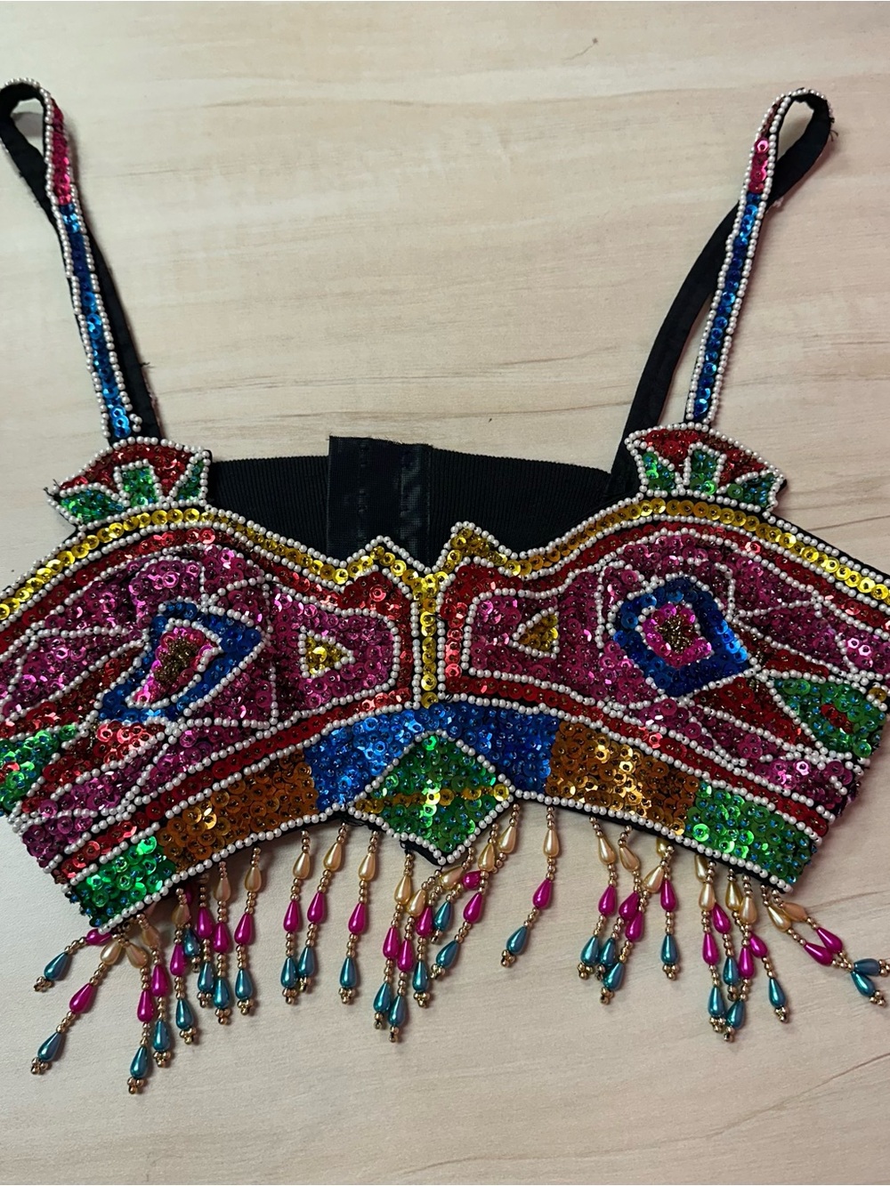 Vintage festival bralette top with beads and sequins